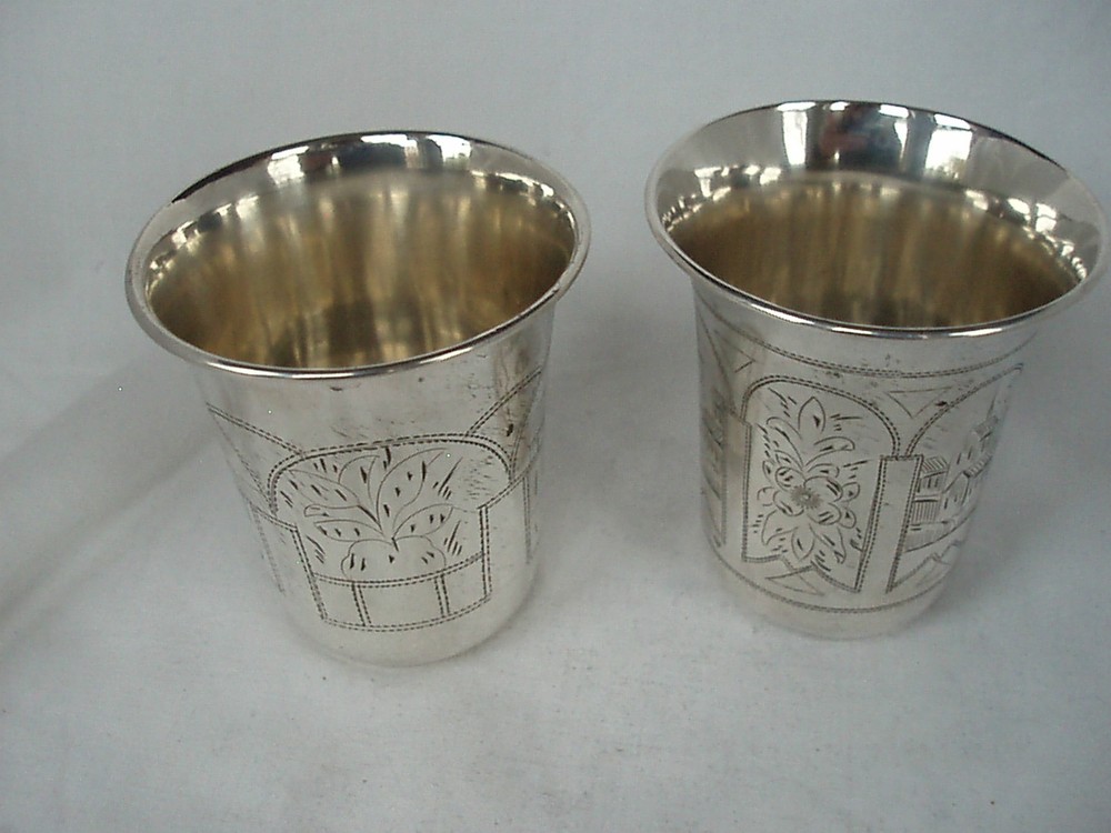 RUSSIAN VODKA BEAKERS STERLING SILVER CIRCA 1890