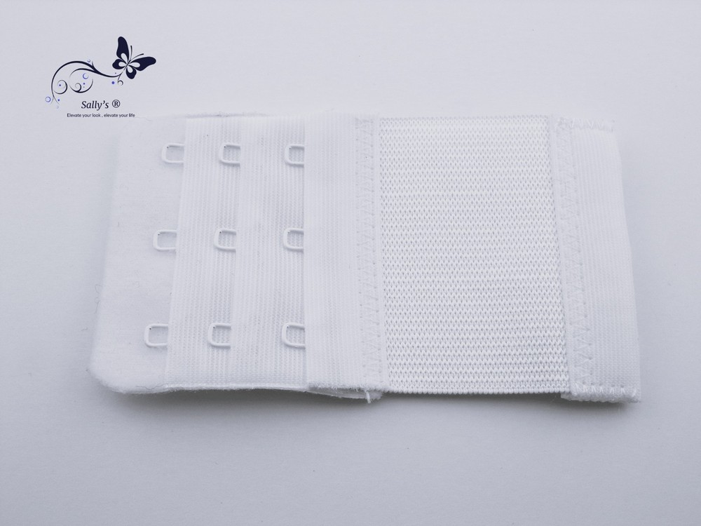WHITE ELASTICATED SALLY’S ® BRA EXTENDER - 3 HOOK 3 POSITIONS - 2 PACK