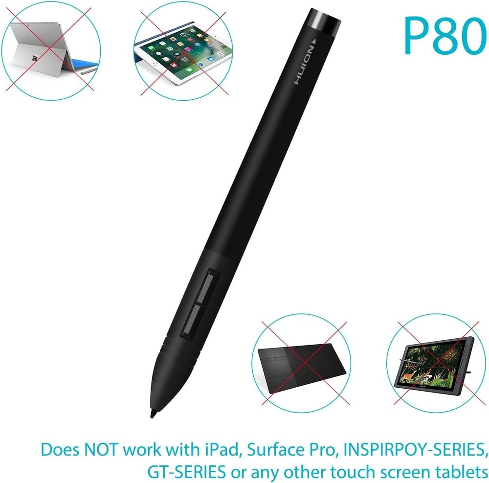 P80 Rechargeable Digital Stylus for Graphics Tablets - Lightweight & Versatile