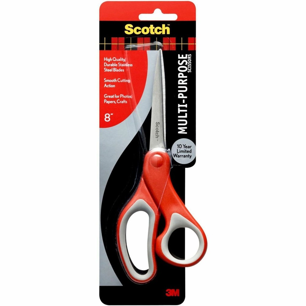 3M MMM1428 Scotch Multi-Purpose Scissors 8" Red/Silver