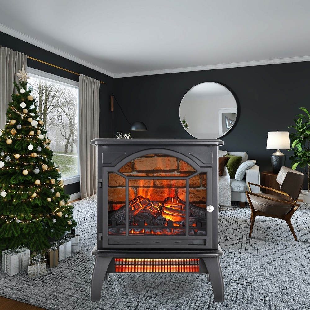 18" 3D Flame Electric Fireplace Insert Heater w/ Realistic Flame&Remote Control