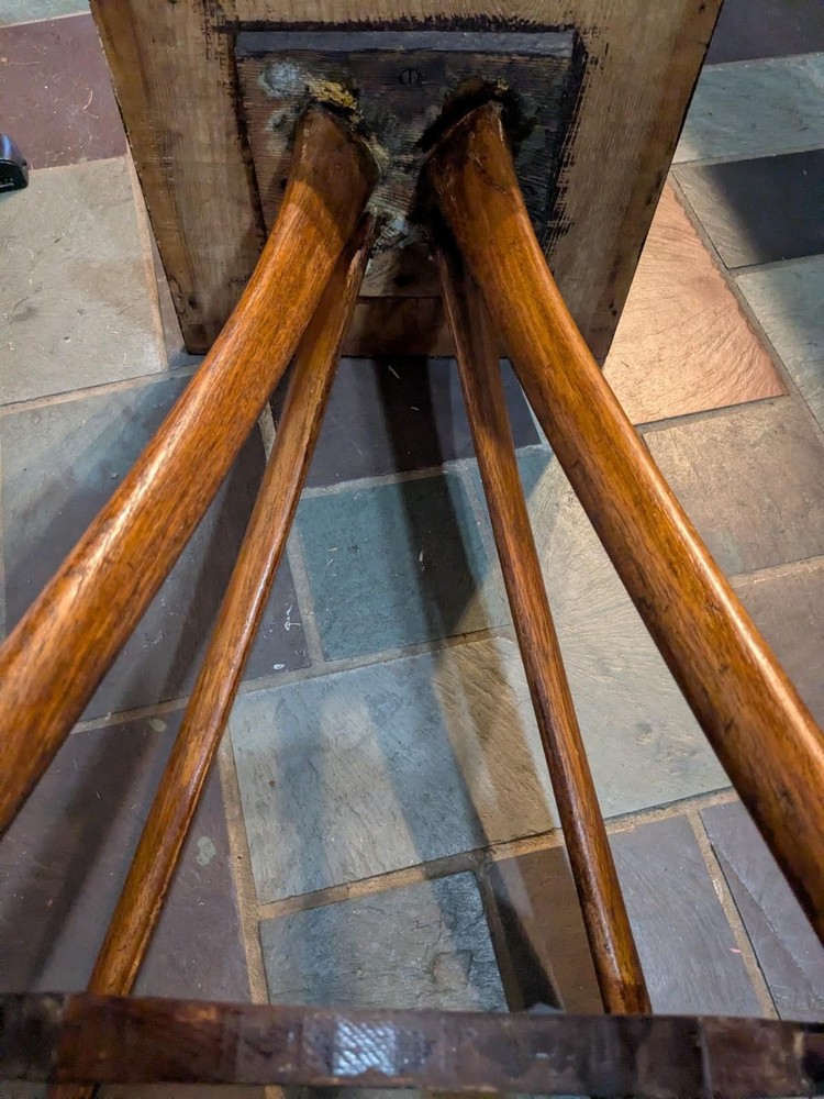 Antique Primitive Axe Handle Accent Lamp Table Nightstand End Rare Old Unsigned