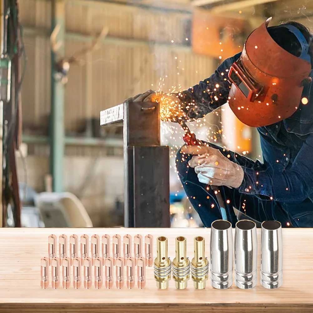 26PCS For MIG Welding Kit Includes 3 Nozzles 3 Diffusers 20 Tips 0.9mm