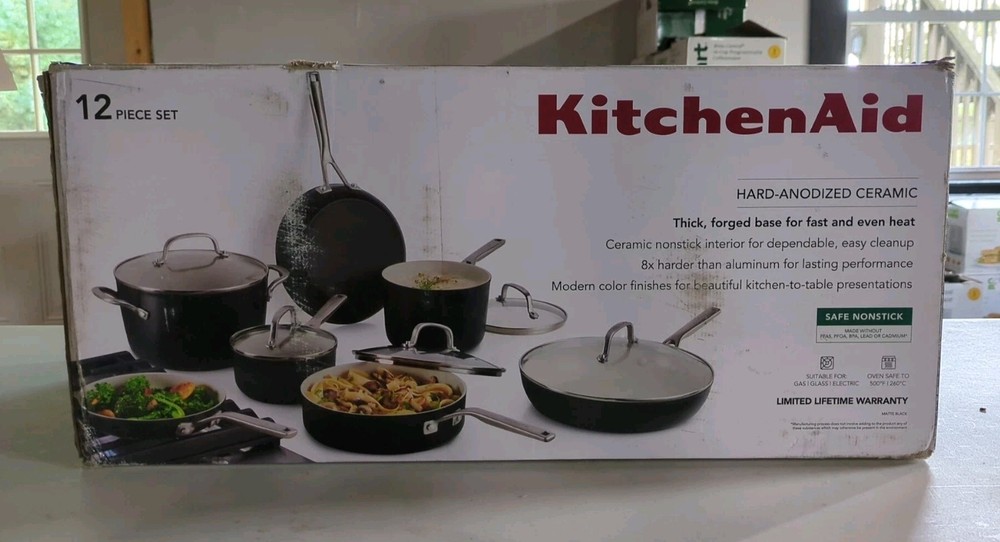 KitchenAid 12-piece Hard Anodized Cookware Set Black