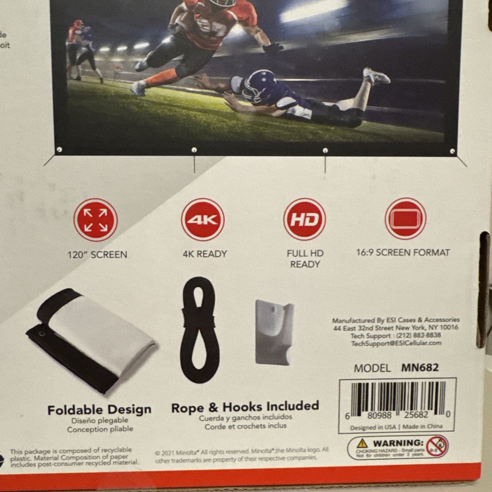 Minolta 120” Projector Screen 4K Full HD Ready 16:9 Screen Format