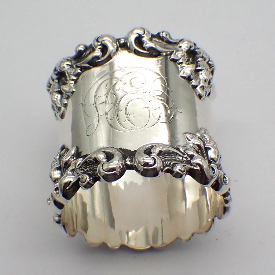 Ornate Napkin Ring Sterling Silver Mono AEB