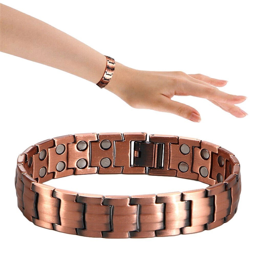 2 Pack Pure Copper Magnetic Bracelet Arthritis Pain Therapy Energy Cuff Bangle