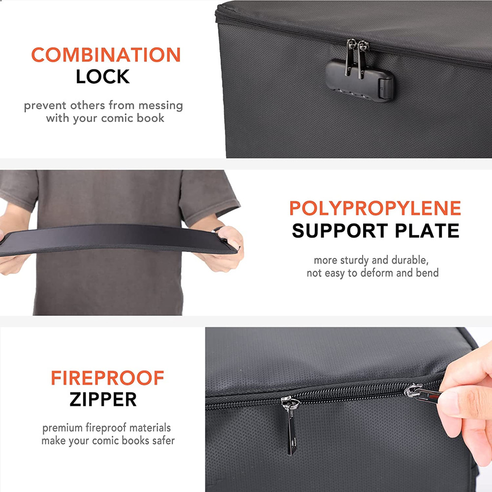 2 Pack Comic Book Storage Box, Fireproof & Water-Resistant Comic Book Box with