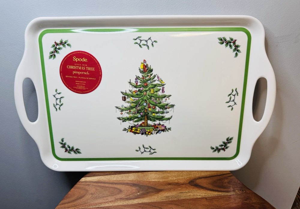 NEW Spode Christmas Tree Melamine Large Handled Tray 19” X 12”