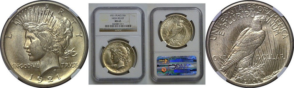1921 Peace Dollar   NGC MS-63