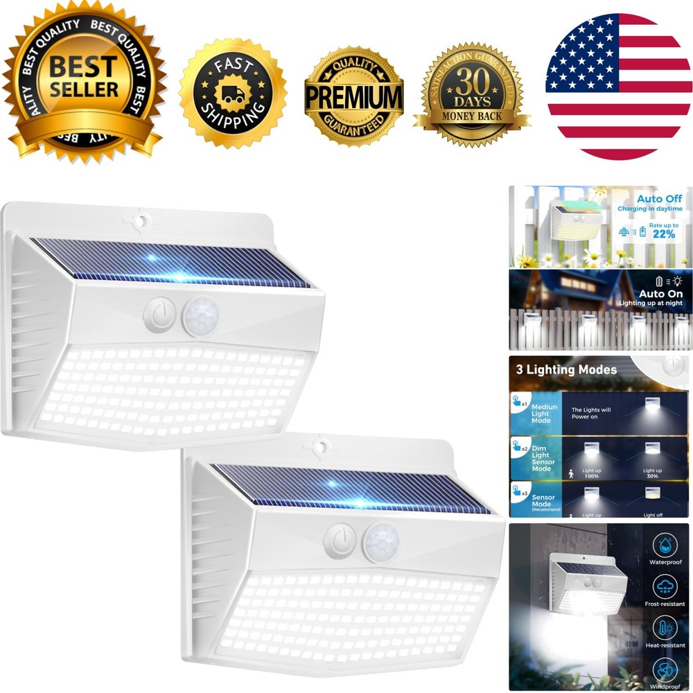 Modern Solar Powered LED Lights, 2 Pack with Motion Sensor & Weather Resistance