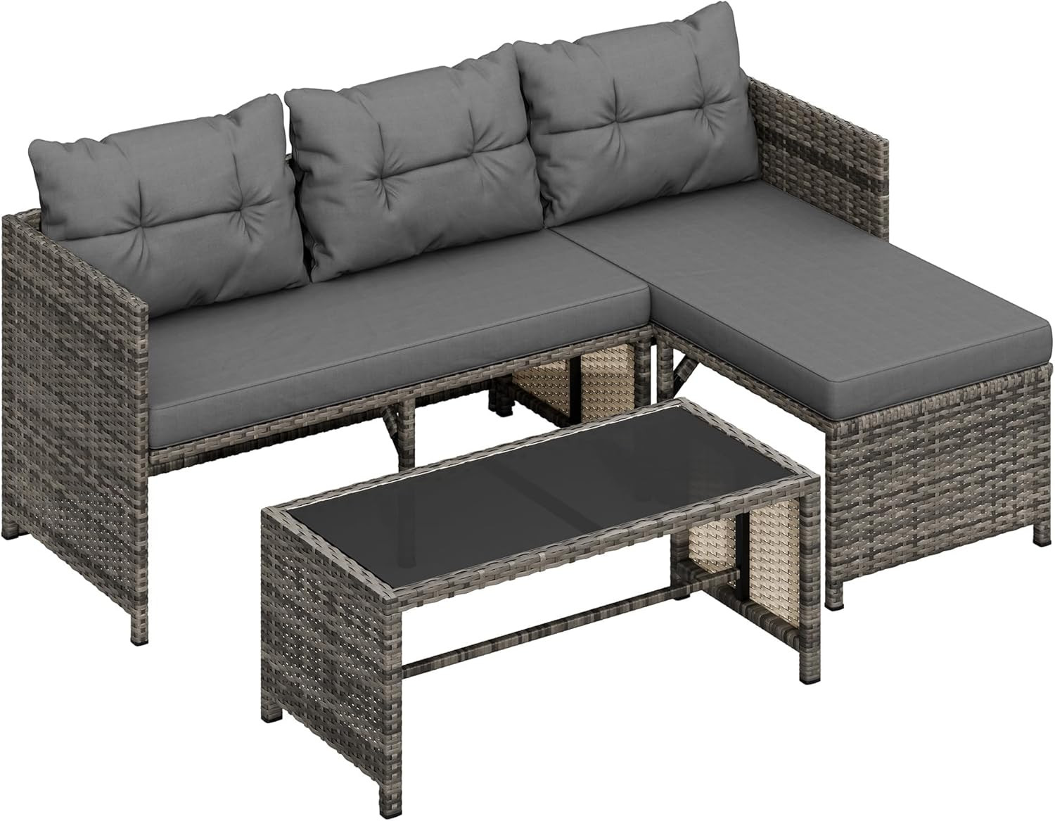 3-Piece Outdoor Patio Furniture Sets, Wicker Patio Conversation Sets, All Weathe