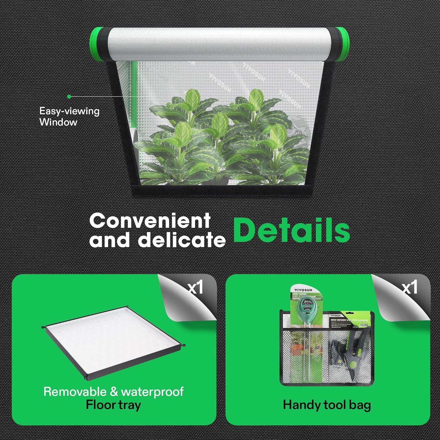 VIVOSUN 2-in-1 108"x48"x80" Grow Tent 2 small chamber Hydroponic Indoor Planting