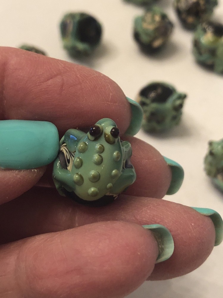 One (1) Each Lampwork Glass Frog Bead