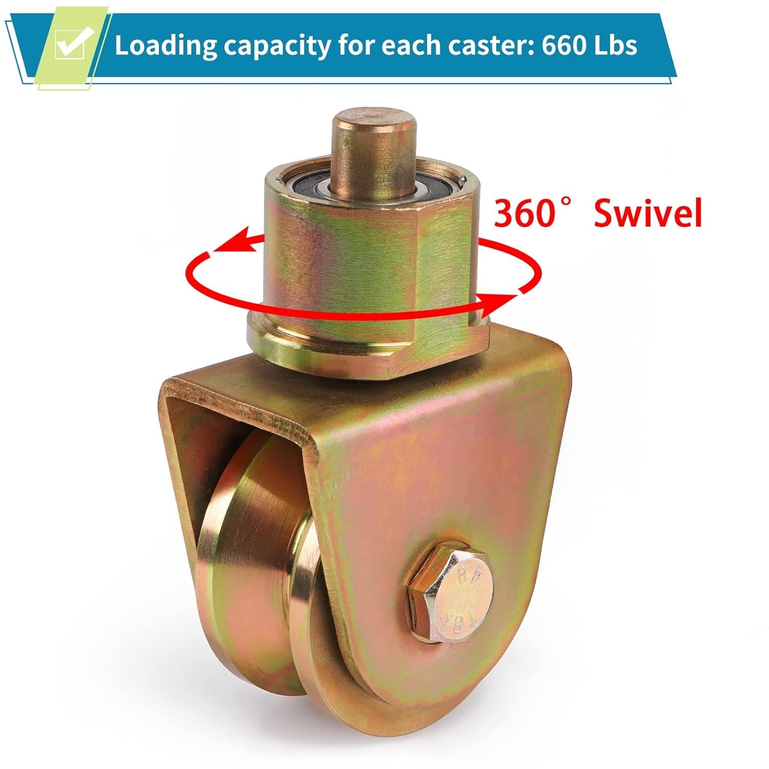 4 Pcs Sliding Gate Wheels 2.5in V Groove Caster 360° Stem 2640LBS Capacity