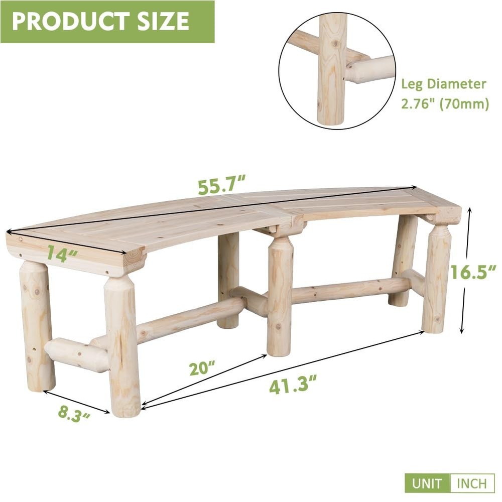 Kdgarden Curved Fire Pit Bench - Solid Wood Backless 1 Pack, Patio