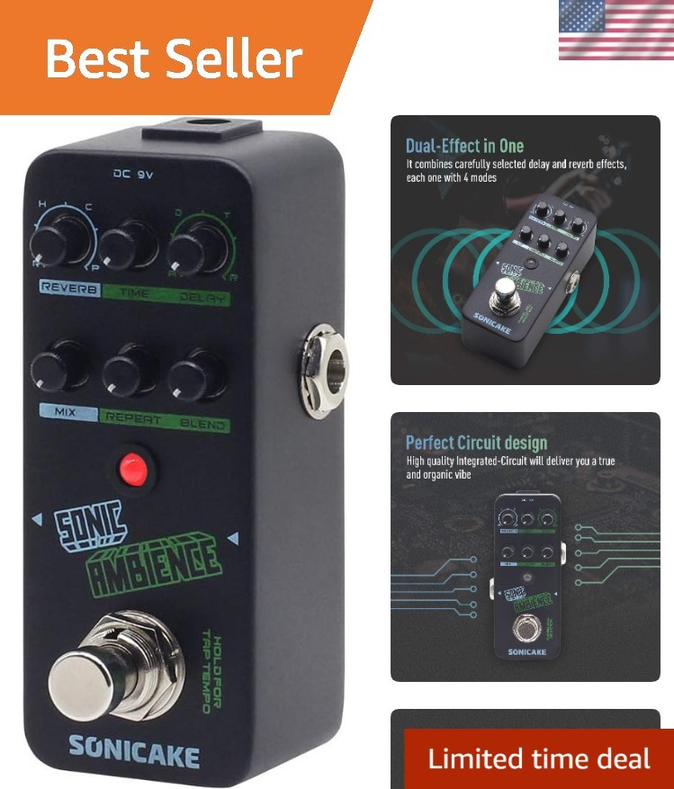 Lightweight Multi-Mode Delay Reverb Effects Pedal - Perfect for Live Performance