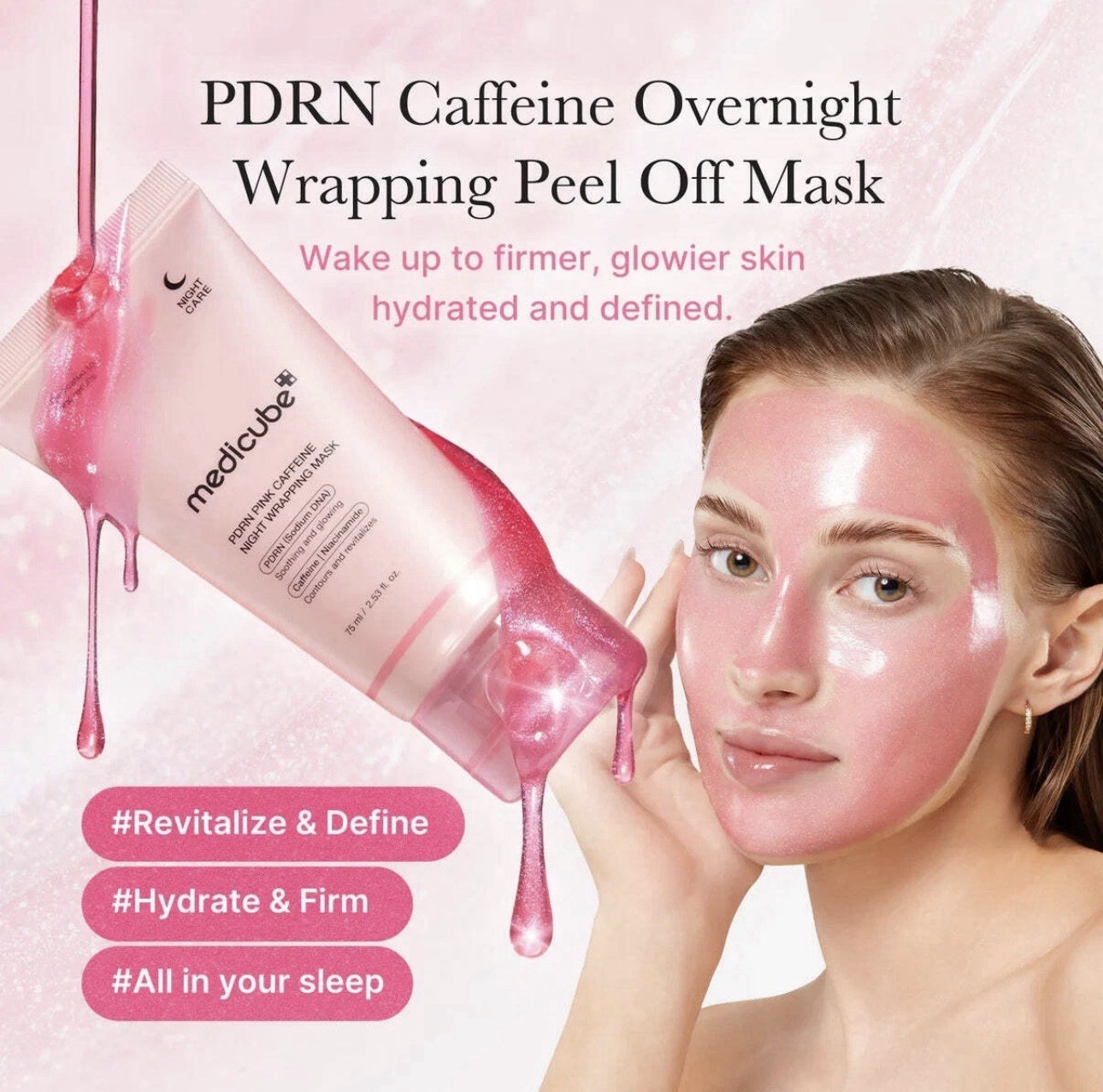 Medicube PDRN Pink Caffeine Overnight Wrapping Mask 75ml/2.53 fl oz [US SELLER]