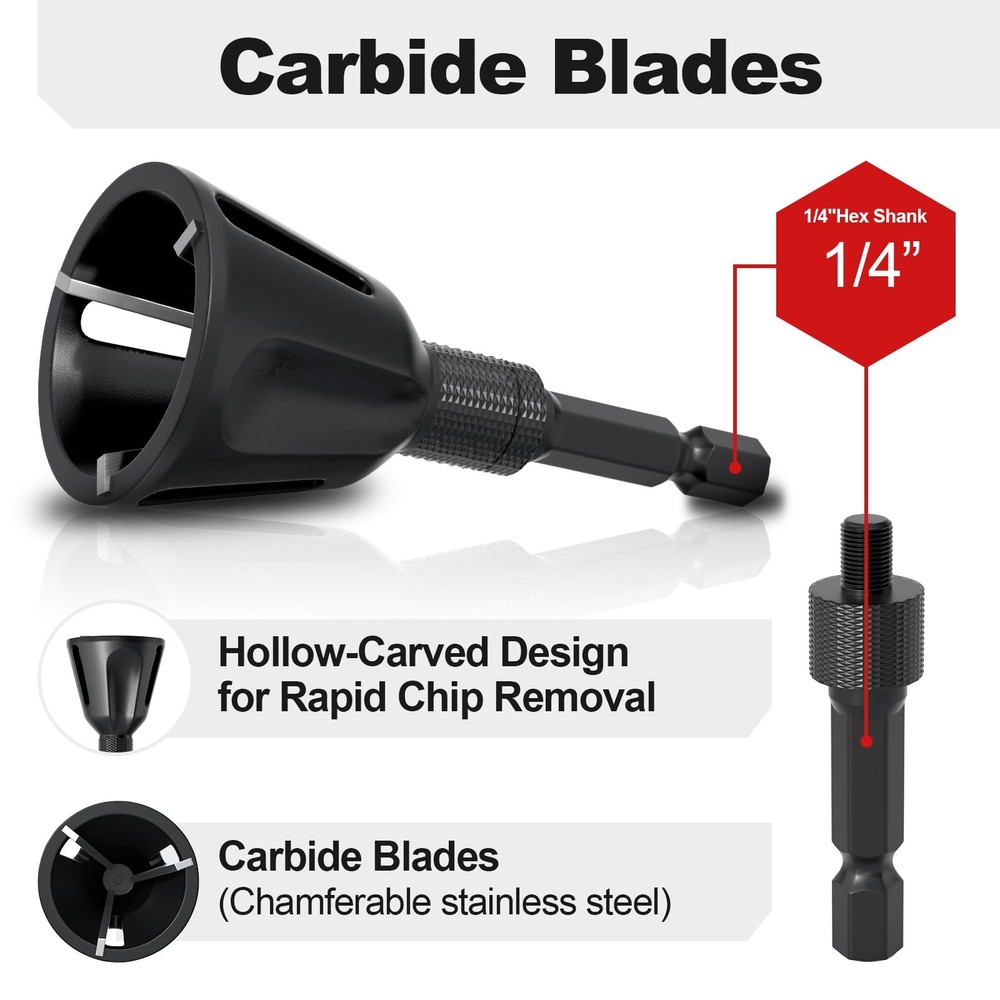 Deburring External Chamfer Tool with Tungsten Carbide Blade, Bolt Thread Repa...