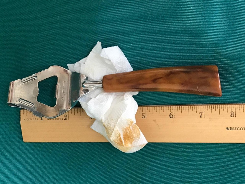 Vintage Bottle Opener ~ Marbled Butterscotch BAKELITE Handle