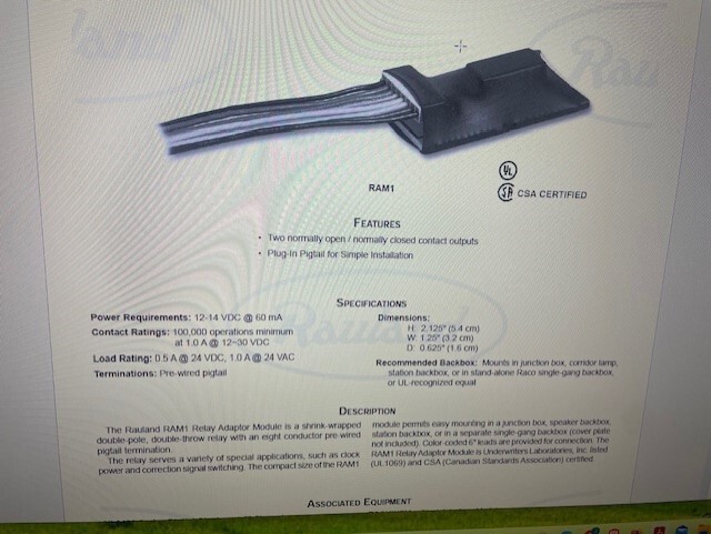 Rauland Borg Ram 1 relay 