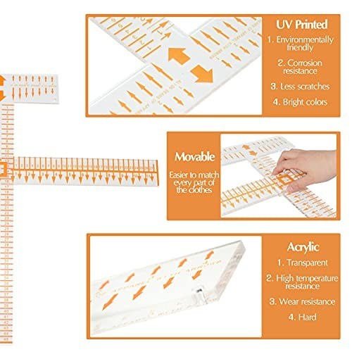 T-Shirt Alignment Ruler Guide Tool Set - Acrylic Centering Tool for Easy Sewing,