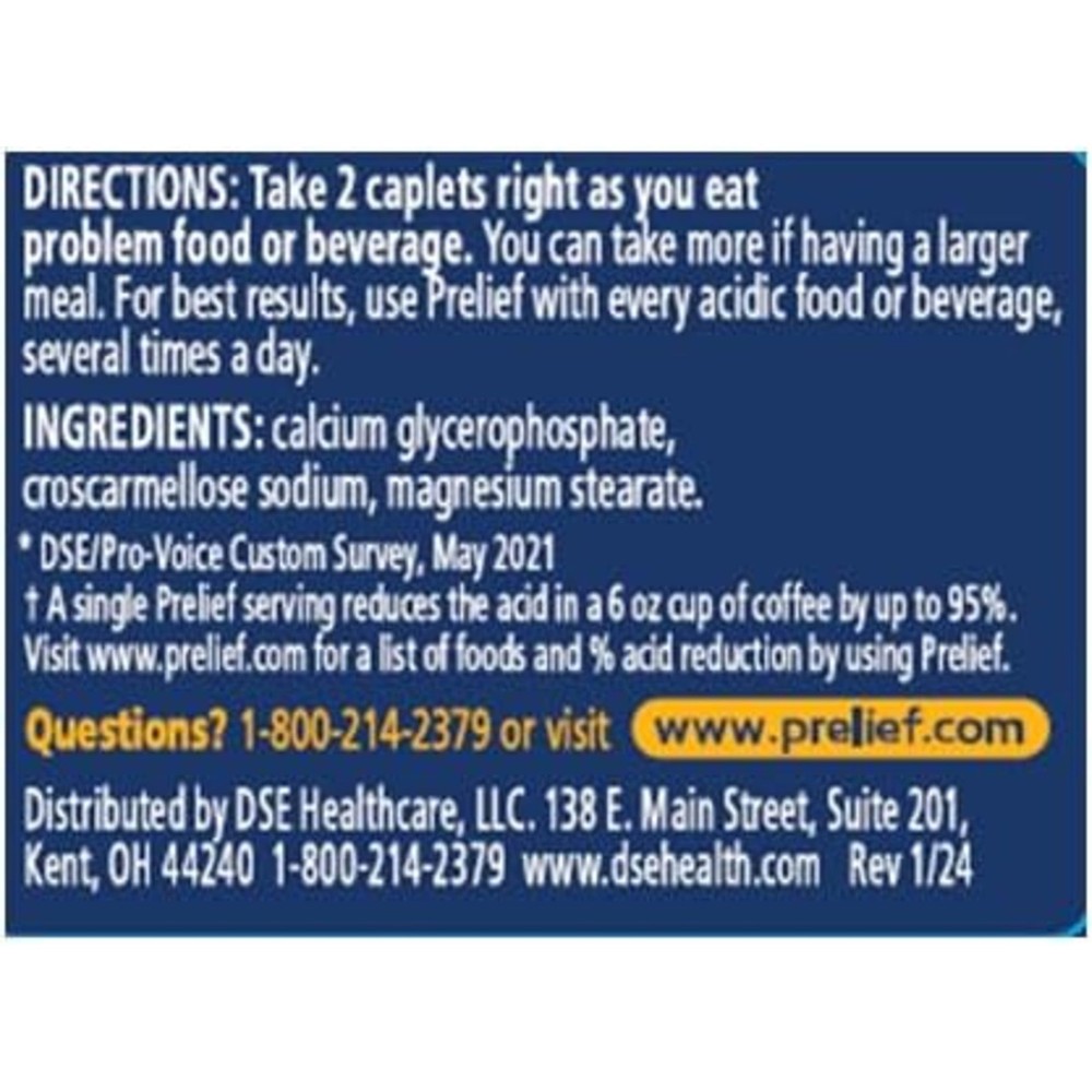 PRELIEF Acid Reducer Caplets Dietary Supplement, 120 Count