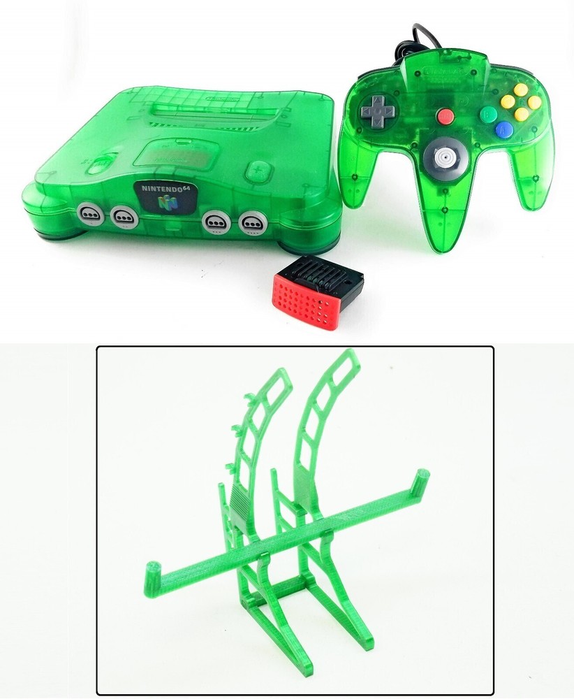 Jungle Green Console Display Stand w/ Floating Controller Mount Nintendo 64 N64