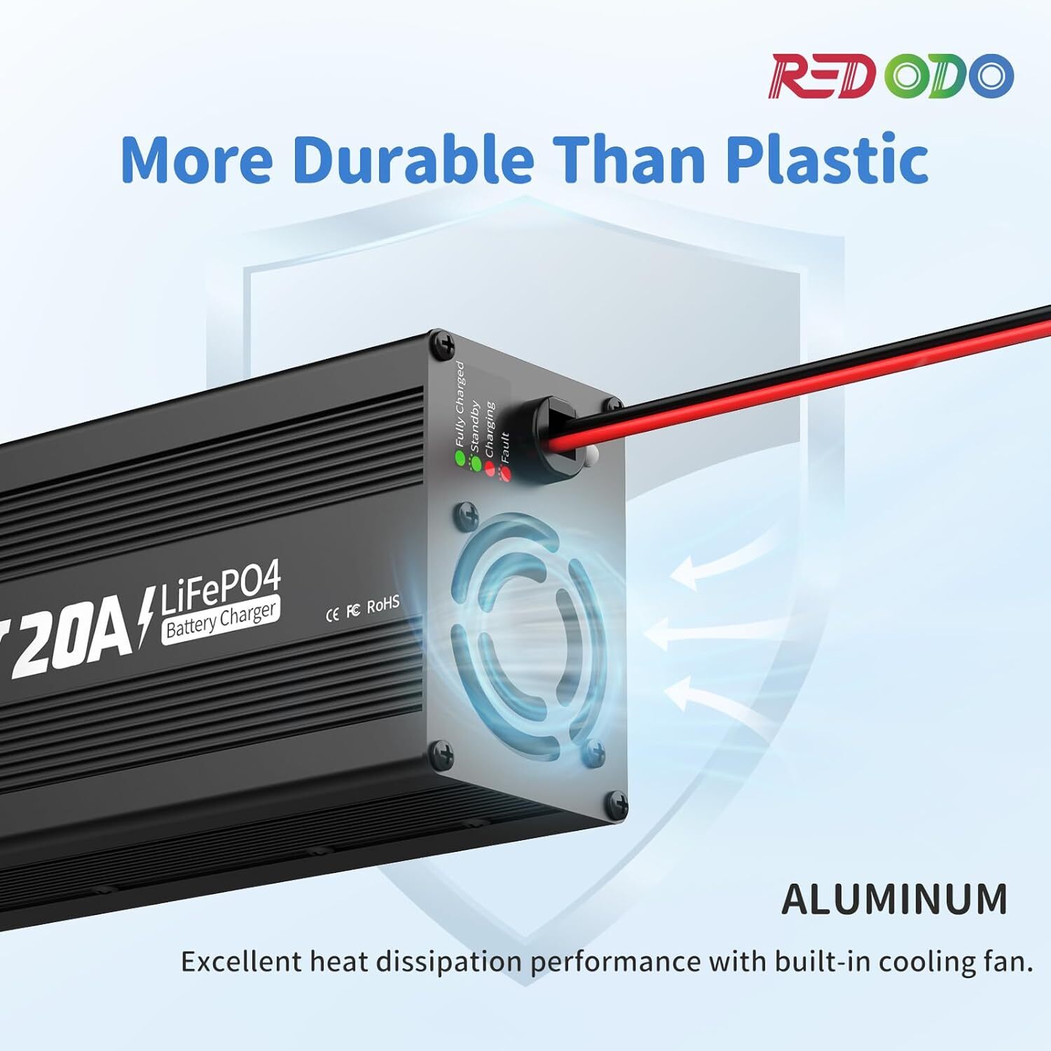 Redodo 14.6V 20A LiFePO4 Battery Charger Fast Charging for Lithium Battery Used