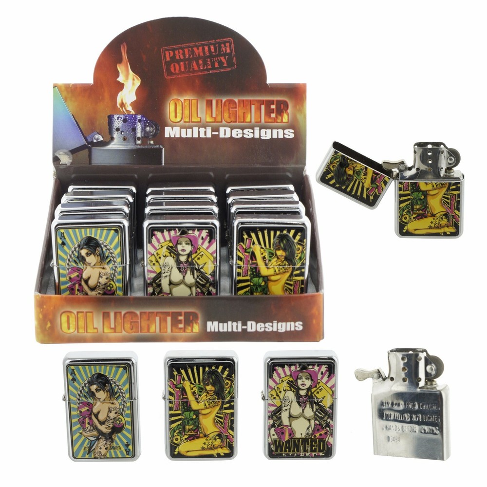 OiL lighter with Devil Tatoo lady design