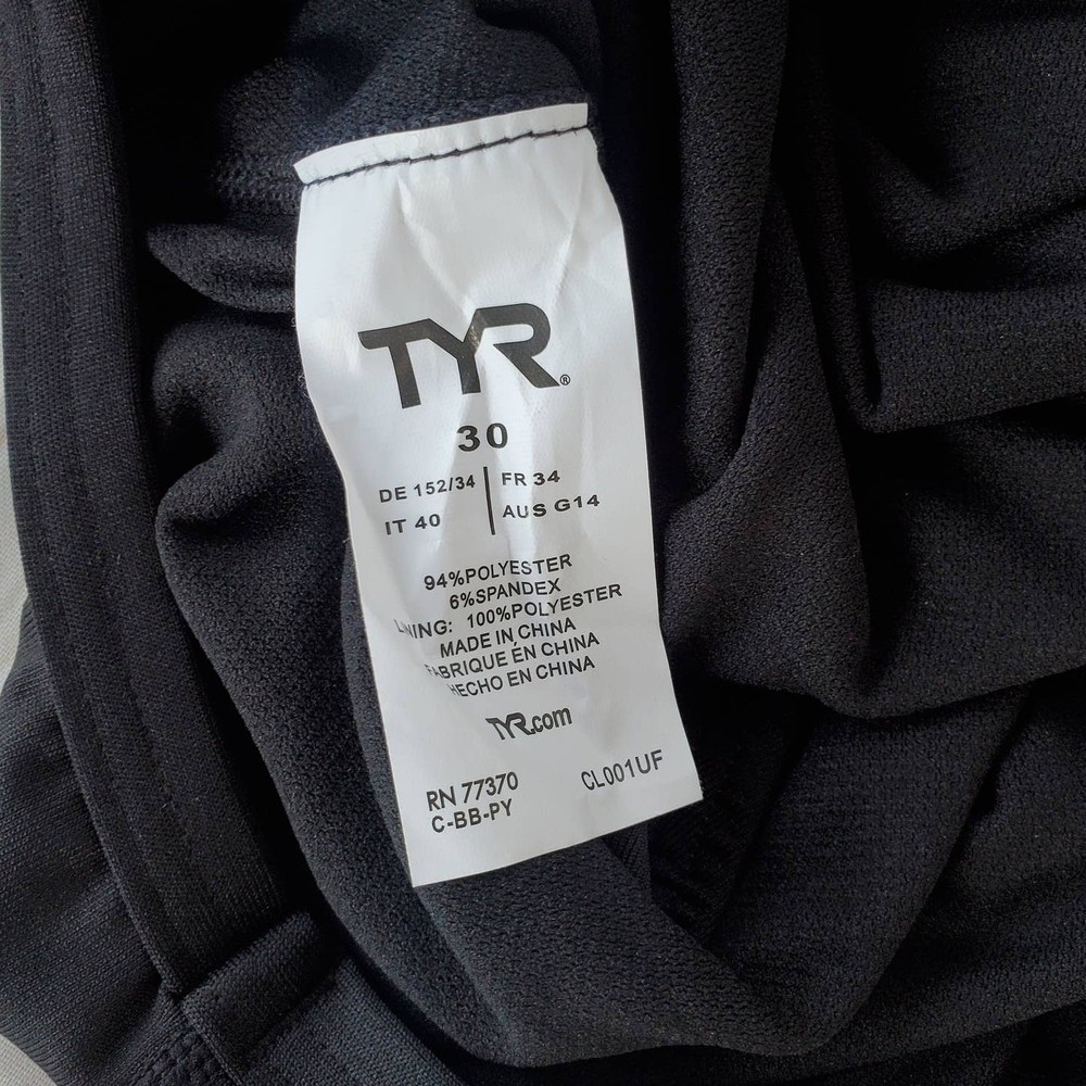 NWT TYR Durafast Elite Solid Diamondback Size 30 (XS) Black
