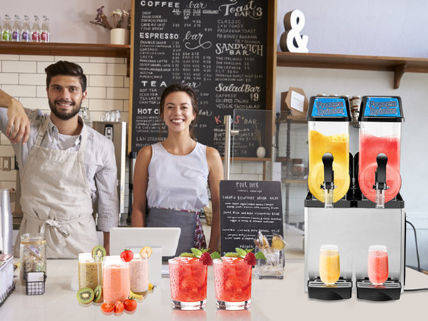 Ginkman Commercial 2 Tanks 24L Frozen Drink Slushy Making Machine Smoothie Maker