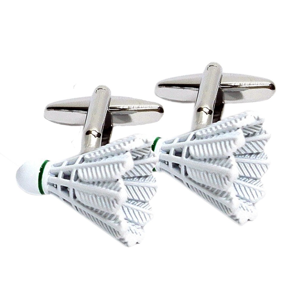 White Badminton Shuttlecock Cufflinks Boxed X2NA1118