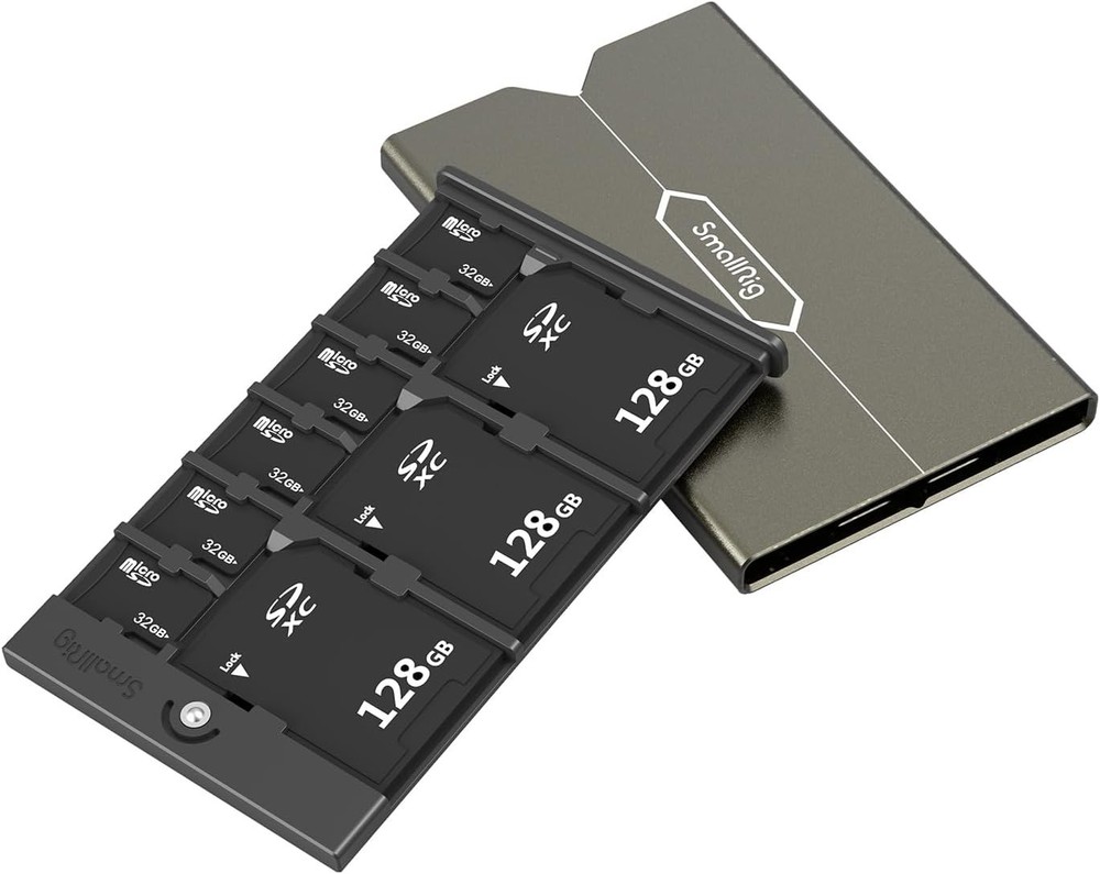 Durable Grey Memory Card Case - Organize 3 SD and 6 Micro SD Cards Effortlessly