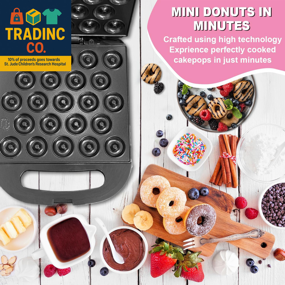 23 Mini Donut Maker Machine – Electric Donut Maker, Non-Stick, Fast Heating, Eas