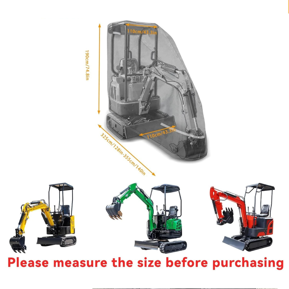 Heavy Duty 6 Layer Mini Excavators Cover 100% Waterproof Snow Dust Rain Outdoor