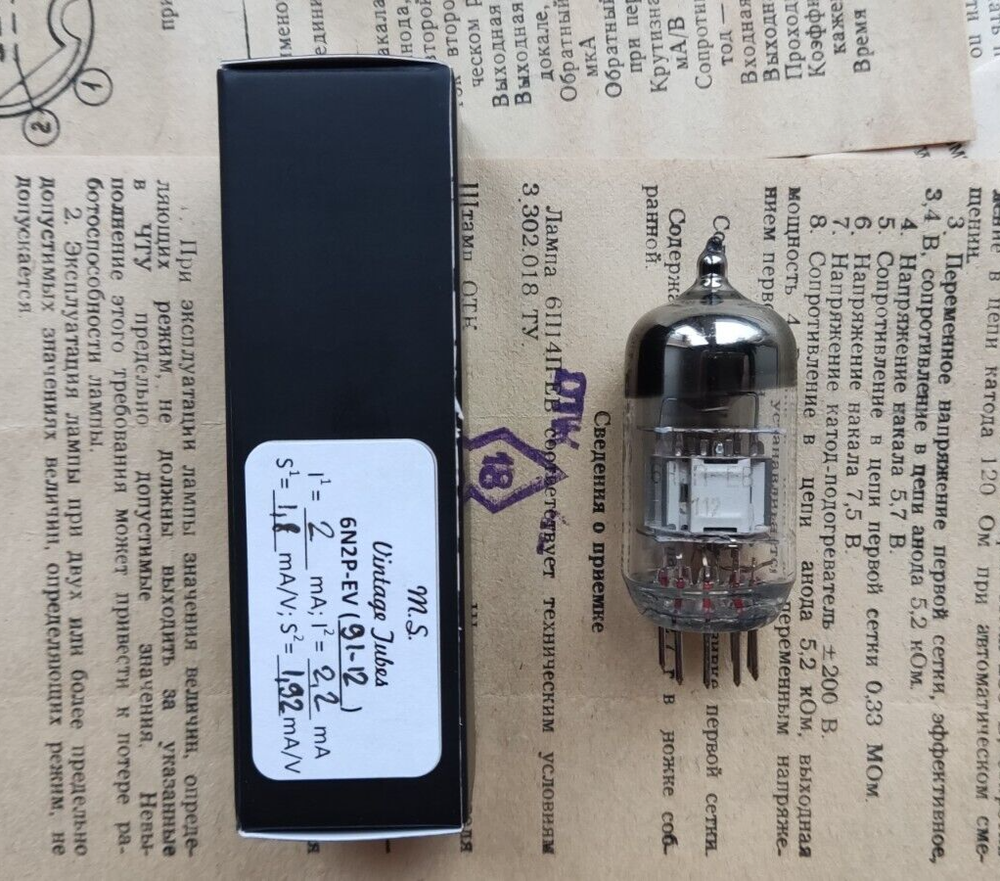 6N2P-EV double triode with split cathodes NOS Tested (USA Seller)