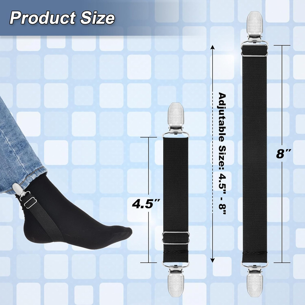 4 Pcs Adjustable Elastic Boot Straps Stirrup Pants Clips Pants Stirrup Leg Strap