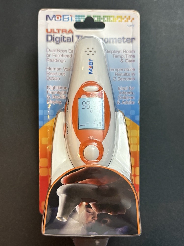 Mobi DualScan Ultra Digital Ear & Forehead Thermometer w/Flashlight