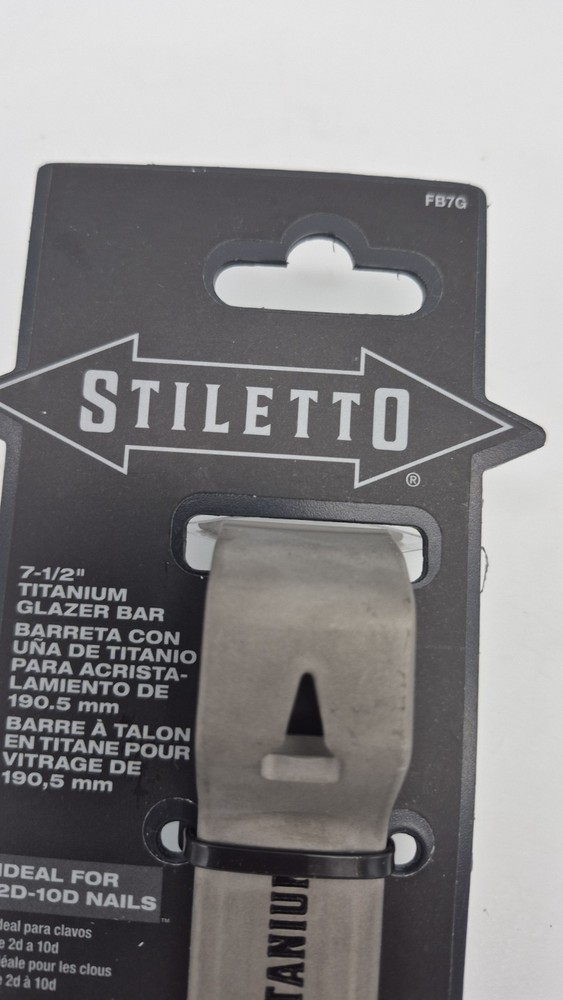 Stiletto Titanium Glazer Bar Pry Tool 7.5in Nail Puller Scraper Hand Tool