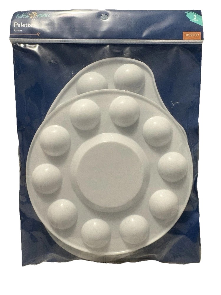 Hello Hobby White Plastic Paint Palettes, 10 Wells, 2 Pack