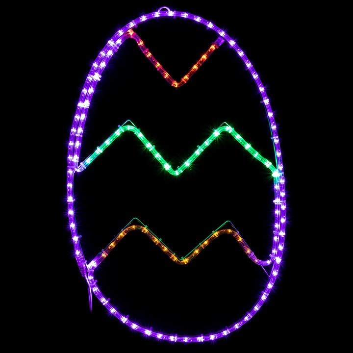 Easter Outdoor Decorations LED Neon Rope Light Egg Wireframe Art 24"