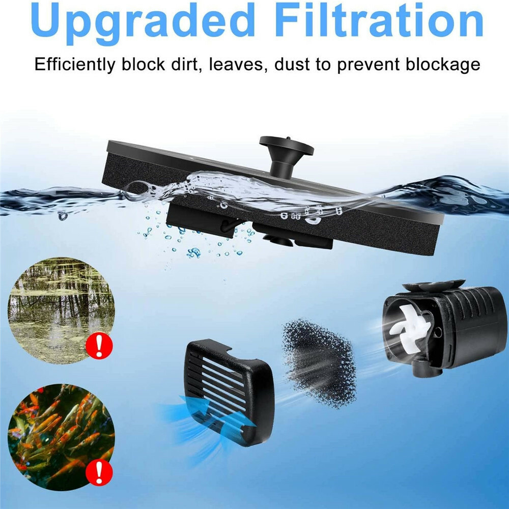 Solar Power Bird Bath Fountain Pump Upgrade 1.4W Solar Fountain 4 Nozzle