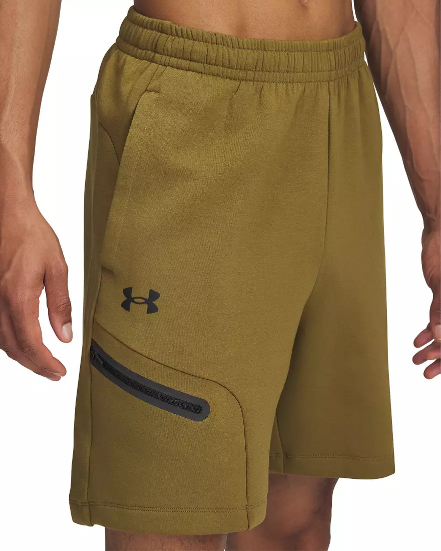 UNDER ARMOUR Shorts Mens Large UNSTOPPABLE FLEECE CANTEEN GREEN/Black NWT $70