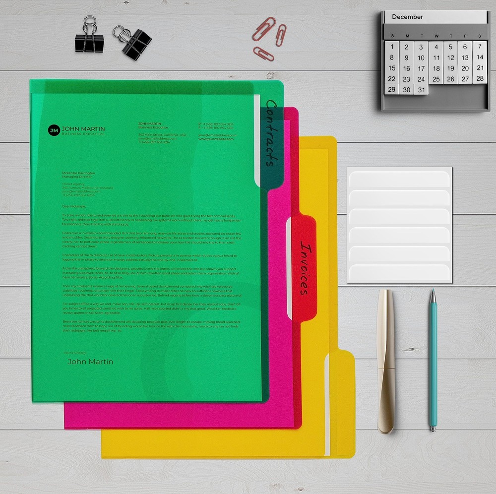 Poly Project Document Pockets 1/3 Cut Tabs Letter Size Translucent 18 Pack