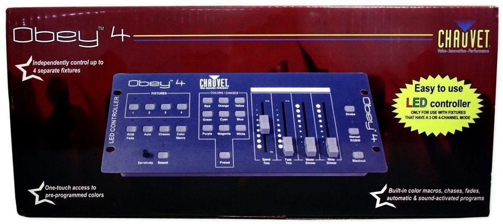 Chauvet Obey 4 Compact DMX-512 LED Wash Light Lighting Controller+Backpack