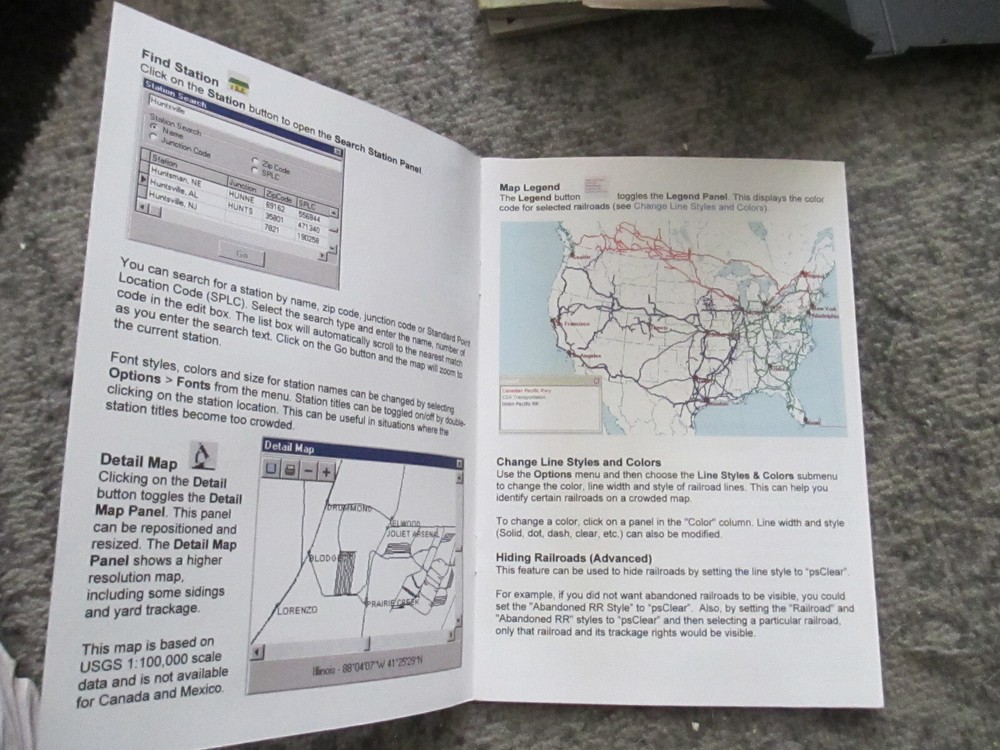 North American Railroad Map Windows PC CD ROM RailFanDepot version 3.11