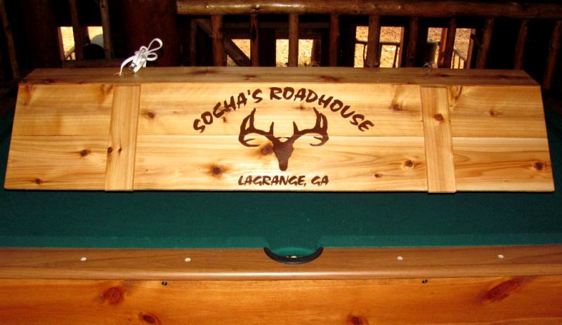 Custom Pool Table Light & Cue Rack w/ your name - logo! Rustic decor
