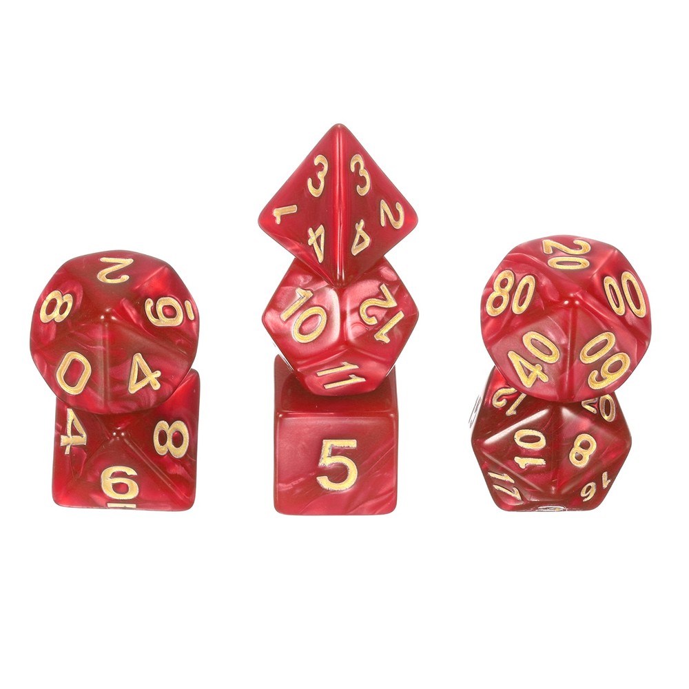7Pcs Polyhedral Dice Set for Role Playing Games, Pearlescent Red