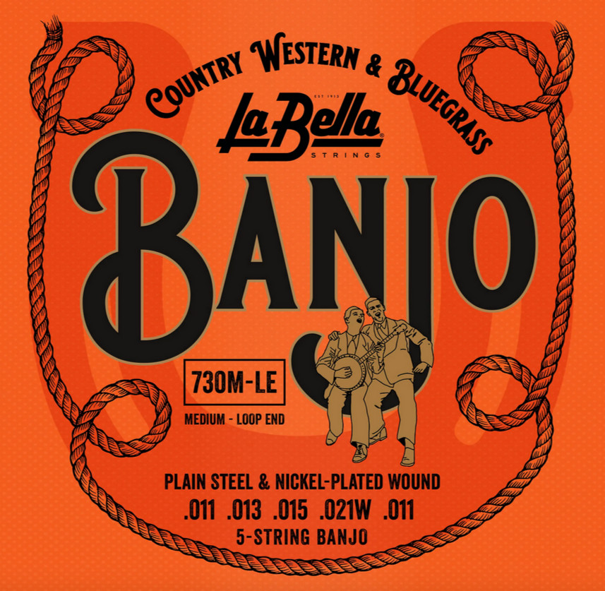 LABELLA 5-STRING BANJO STRING SET NICKEL WOUND LOOP END MEDIUM 730M-LE